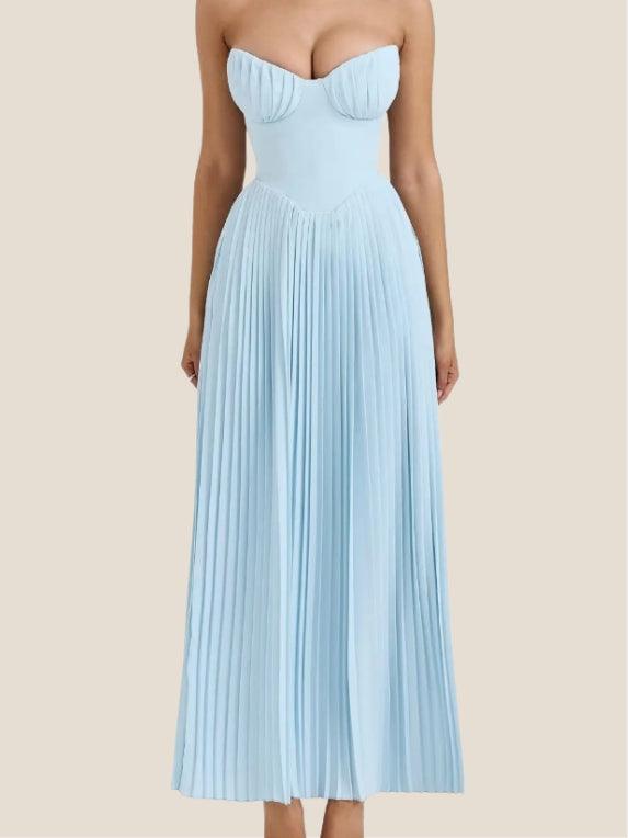 Tube Top With Pleats Maxi Dress