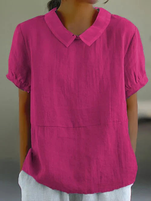 Short-sleeved Cotton Collared Shirt